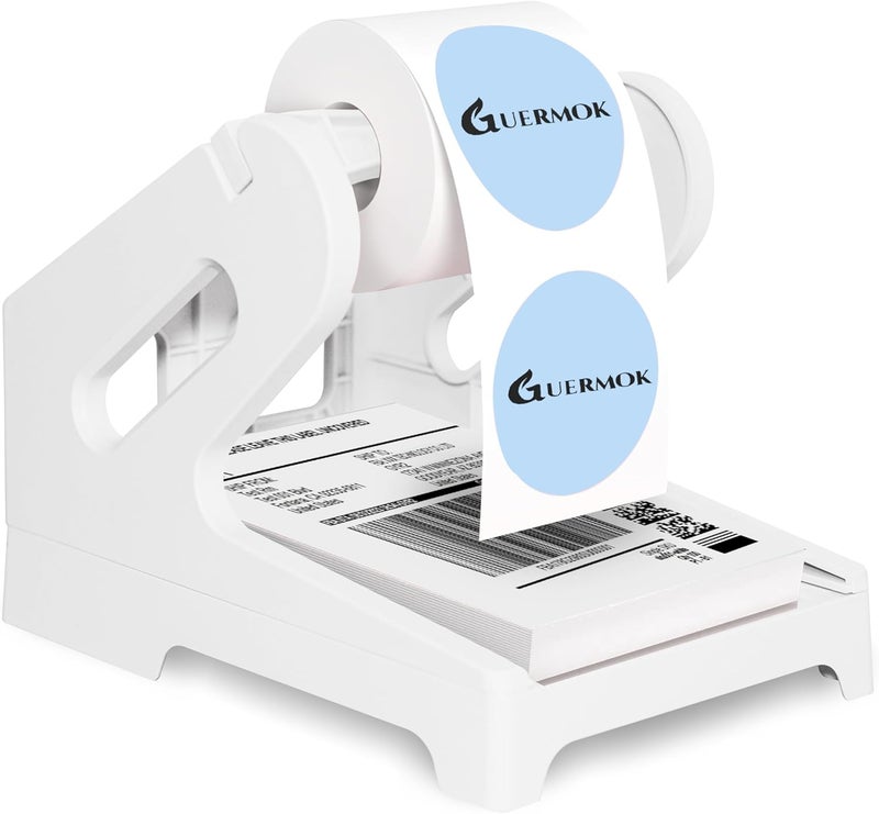 Guermok Thermal Shipping Label Holder for Rolls & Fan-Fold, Fragile Stickers for Shipping, Label Stand Desktop Printer Holder-Home Office Accessory- Sticker Dispenser for Holographic Vinyl - Image 1